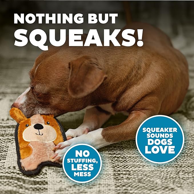 Outward Hound Durablez Tough Plush Squeaky Dog Toy, Puppy, Brown, XS - PAWPICO