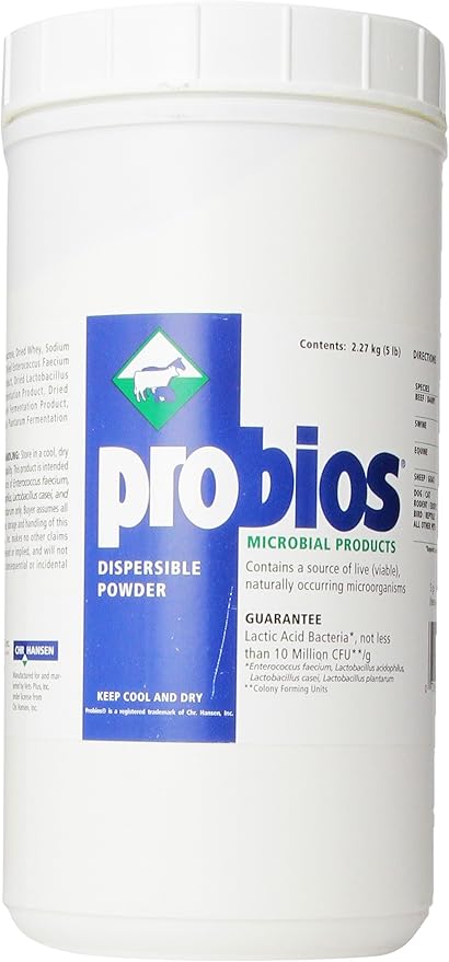 Probios Dispersible Powder - Pet Probiotic for Swine, Equine, Sheep, Goat, Dog, Cat, Bird, Rabbit (5 lbs) Probios