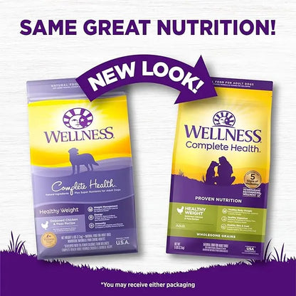 Wellness Complete Health Dry Dog Food with Grains, Natural Ingredients, Made in USA with Real Meat, All Breeds, For Adult Dogs (Healthy Weight - Chicken & Potatoes, 5-Pound Bag) - PAWPICO