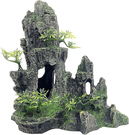 Aquarium Decorations Large and Tall Large Aquarium Decorations for Fish Tank Decorations Fish Tank Ornaments Mountain View Stone Ornament Tree Rock Cave Artificial Fish Tank Ornament GOLOMOZ