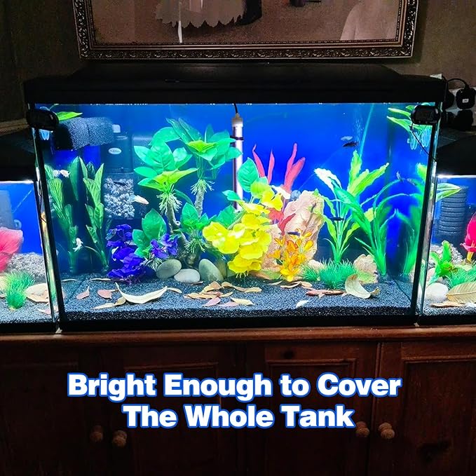 Submersible Aquarium Light for Fish Tank: Full Spectrum Underwater Fish Tank Light with COB Led Light Strips - Adjustable Brightness 8 Colors Led Light with Remote and Suction for Aquarium (7.8 Inch) SZMINILED