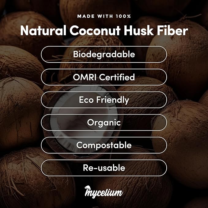 Mycelium Organic Coco Coir Brick 10lbs - Ideal for Mushroom Cultivation Mushroom Substrate - OMRI Certified, Expands with Water, Eco-Friendly Soil Alternative Mycelium