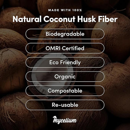 Mycelium Organic Coco Coir Brick 10lbs - Ideal for Mushroom Cultivation Mushroom Substrate - OMRI Certified, Expands with Water, Eco-Friendly Soil Alternative Mycelium
