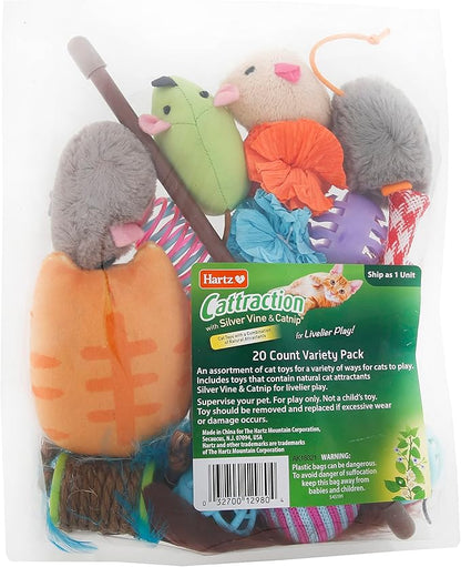 Cattraction with Silver Vine & Catnip Cat Toy Variety Pack, 20 Count - PAWPICO