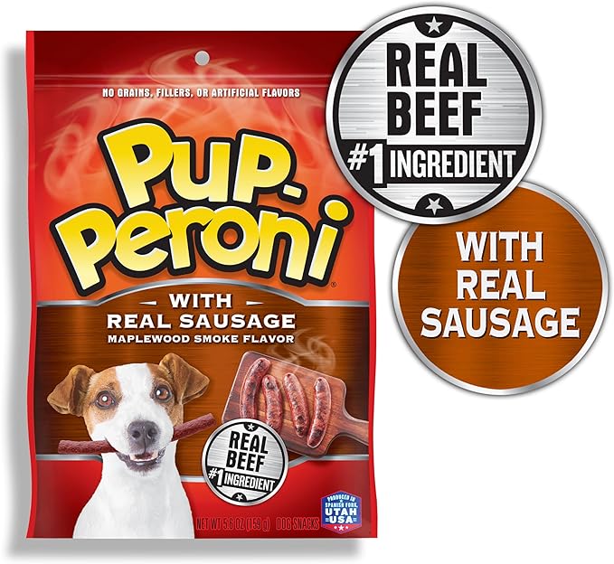Pup-Peroni Dog Treats, Real Sausage with Maplewood Smoke Flavor, 5.6 Ounce (Pack of 8), Made with Real Beef - PAWPICO