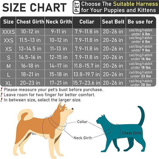 GAMUDA Dog Harness, Collar and Seat Belt Set, Vehicle Safety Harness, Retractable Adjustable Pet Seatbelts with Travel Strap and Carabiner for Most Cars (Black, XL) GAMUDACollarsCollection