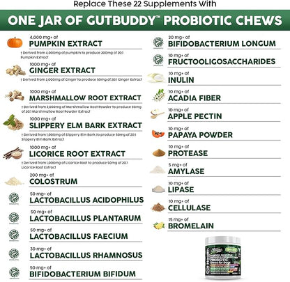 Probiotics for Dogs | Pumpkin Dog Probiotic Gut Health Diarrhea & Bowel Support | Colostrum, Digestive Enzymes, Ginger, Slippery Elm, Licorice, Inulin Fiber | Dog Supplement by Clean Pets - 1Pack CleanPets