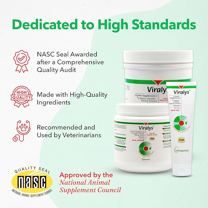 Vetoquinol Viralys Gel L-Lysine Supplement for Cats, 5oz - 2 Pack - Cats & Kittens of All Ages - Immune Health - Sneezing, Runny Nose, Squinting, Watery Eyes - Palatable Maple Flavor Lysine Gel Vetoquinol