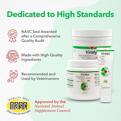 Vetoquinol Viralys Gel L-Lysine Supplement for Cats, 5oz - Cats & Kittens of All Ages - Immune Health - Sneezing, Runny Nose, Squinting, Watery Eyes - Palatable Maple Flavor Lysine Gel Vetoquinol