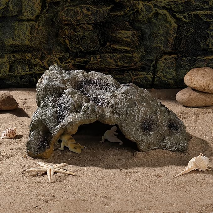 Resin Leopard Gecko Hide, True to Nature Reptile Rock for Bearded Dragon Hideout Snake Hides for Ball Pythons, Tortoise House Terrarium DÉCor - Large IBWell