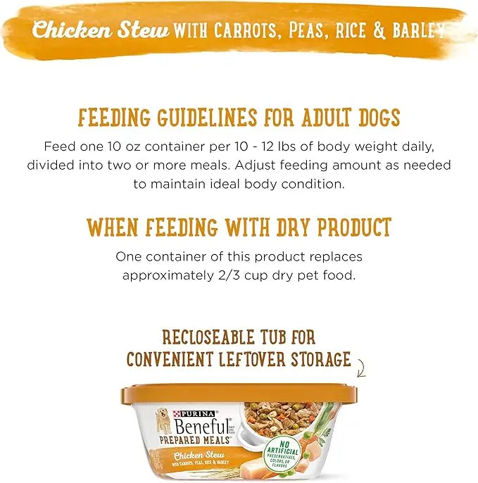 Purina Beneful Gravy Wet Dog Food, Prepared Meals Chicken Stew - (8) 10 oz. Tubs - PAWPICO