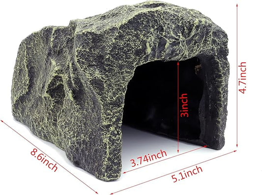 JIHAQUA Reptile Hide Medium Rock Snake Hide Cave Hideout Terrarium Habitat Decor Ornament Bearded Dragon Tank Accessories JIHAQUA