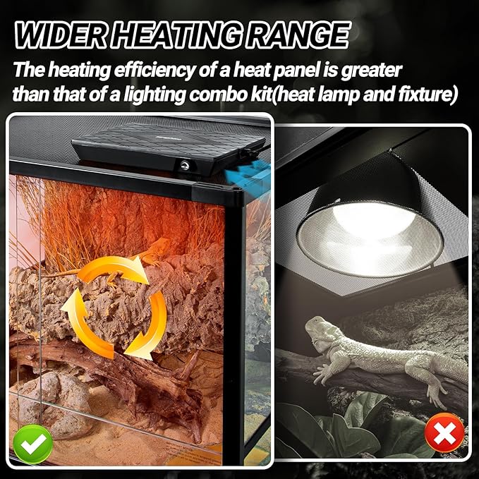 REPTI ZOO Reptile Heat Panel Adjustable Temperature Reptile Heating Plate, Non-Light Heating Solution with Expanded Heating Range for Hermit crabs/Leopard geckos/Turtles/Snakes/Bearded dragons/Lizards REPTIZOO