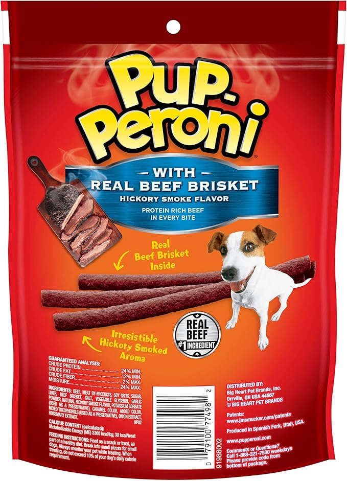 Pup-Peroni Dog Treats, Real Beef Brisket with Hickory Smoke Flavor, 5.6 Ounce (Pack of 8) - PAWPICO