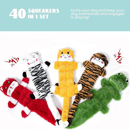 Nocciola 5 PCS No Stuffing Crinkle Dog Squeaky Toys, Durable Dog Toys for Tug of War, Tough Dog Toys for Small Medium Large Dogs & Aggressive Chewers, Puppy Dog Toys to Keep Them Busy - PAWPICO