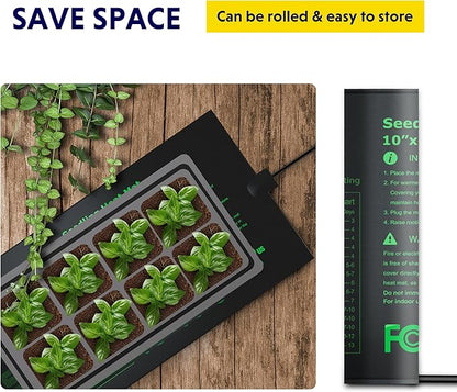 iPower Durable Waterproof Seedling Heat Mat 10"x20.75", Warm Hydroponic Heating Pad for Germination, Indoor Gardening, Greenhouse iPower