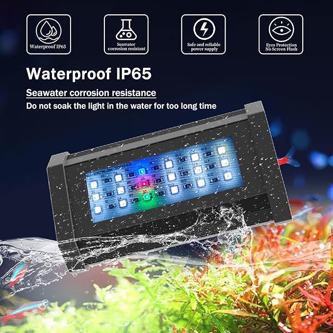 Lominie Planted Aquarium Light, 2-Channel Timer Dimmer Freshwater Small Fish Tank Light 6500K with Gooseneck for Planted Refugium Nano Tank (Freshwater) Lominie