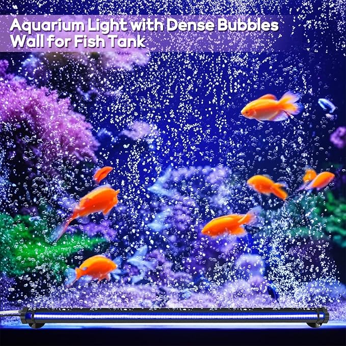 LED Fish Tank Aquarium Light: Fish Tank Bubbler Light with Air Hole - RGB Color Changing Brightness Adjustable IP68 Waterproof Remote Control LED Light for Large Gallon Aquarium Fish Tank SZMINILED