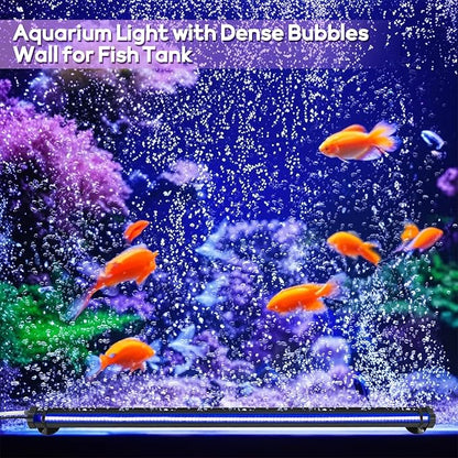 LED Fish Tank Aquarium Light: Fish Tank Bubbler Light with Air Hole - RGB Color Changing Brightness Adjustable IP68 Waterproof Remote Control LED Light for Large Gallon Aquarium Fish Tank SZMINILED