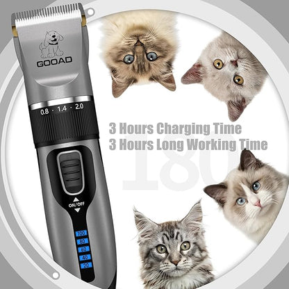Cat Clippers for Matted Hair, Cat Grooming Kit, Cordless Cat Shaver for Long Hair, Low Noise Paw Trimmer, Cat Hair Trimmer for Grooming,Quiet Pet Hair Clippers Tools for Cats Dogs (Gray) - PAWPICO