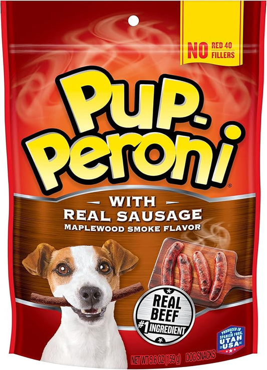 Pup-Peroni Dog Treats, Real Sausage with Maplewood Smoke Flavor, 5.6 Ounce (Pack of 8), Made with Real Beef - PAWPICO