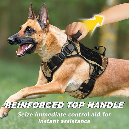 WINGOIN Tactical Dog Harness for Extra Large Dogs, Heavy Duty No Pull Dog Harness with Handle, Adjustable Reflective Military K9 German Shepherd Big Size Dog Vest for Training, Walking, Camo (XL) - PAWPICO