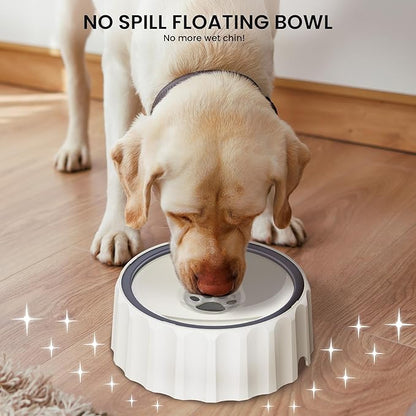 Dog Water Bowl No Spill 70oz/2L Large Capacity Dog Water Bowl Dispenser Non Slip No Splash Dog Water Bowl Pet Slow Feeder No Drip Dog Water Bowl on Vehicle Slow Water Bowl for Dogs and Cat Beige - PAWPICO