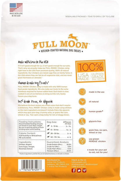 Full Moon Chicken Jerky Healthy All Natural Dog Treats Human Grade Made in USA Grain Free 12 oz (Pack of 2) - PAWPICO