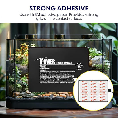 iPower Reptile Heat Pad 6X8 Inch 8W Under Tank Terrarium Warmer Heating Mat for Turtle, Lizard, Frog, Snake, Reptile, and Other Small Animals iPower