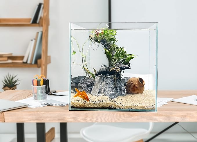 LANDEN 36C 11.5 Gallon Cube Rimless Low Iron Aquarium Tank,W14.2×D14.2×H14.2 in(36x36x36cm) 5mm Thickness with Nano Foam Leveling Mat Included Landen