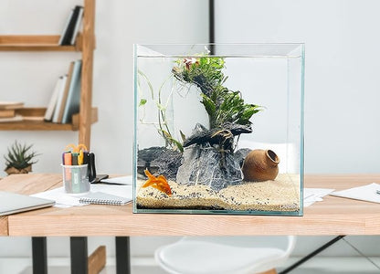 LANDEN 36C 11.5 Gallon Cube Rimless Low Iron Aquarium Tank,W14.2×D14.2×H14.2 in(36x36x36cm) 5mm Thickness with Nano Foam Leveling Mat Included Landen