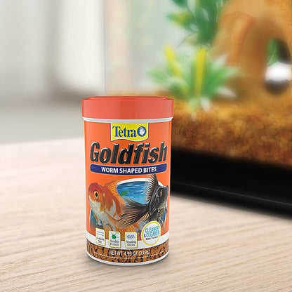 Tetra Pond Tetra Goldfish Worm Shaped Bites Fish Food, 4.93 Oz., Complete Food for All Goldfish Tetra+Pond