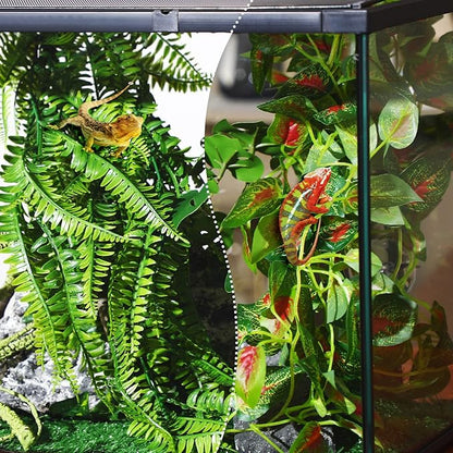 9 Pieces Reptile Jungle Vines Decor Set Include Bendable Flexible Climbing Plastic Plants with Suction Cups Tank Accessories Habitat Decor for Gecko, Snake, Hermit Crab Luinabio