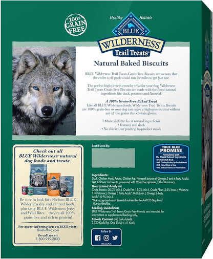 Blue Buffalo Wilderness Trail Treats High Protein Grain Free Dog Biscuits Crunchy Dog Treats, Duck Recipe, 36-oz Box - PAWPICO