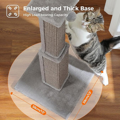 PAWZ Road 32 Inches Cat Ultimate Scratching Post, Durable Sisal Tower with a Cute Ball for Large Indoor Cats-Grey - PAWPICO