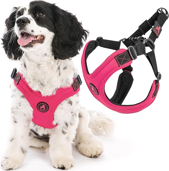 Gooby Escape Free Sport Harness - Pink, Large - No Choke Step-in Patented Neoprene Small Dog Harness with Four-Point Adjustment - Perfect on The Go Dog Harness for Medium Dogs No Pull and Small Dogs Gooby