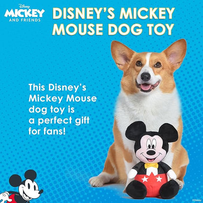 Mickey Mouse Plush Squeaky Dog Toy 9in | Disney Dog Toys | Plush Squeaker Toy for Dogs Inspired by Mickey Mouse, Disney Mickey and Friends - PAWPICO