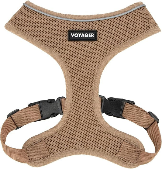 Voyager Aerolite No Pull Mesh Dog Harness with Lightweight, Soft, Breathable, Reflective Stitching, and Adjustable Straps for Walking, Running, Training, Heavy Duty and Durable - Beige, XS BestPetSuppliesLLC