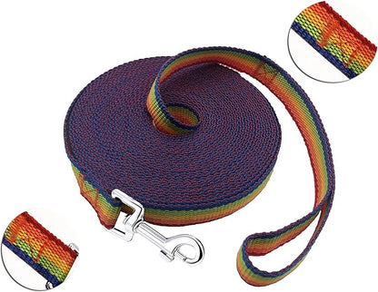 15ft 20ft 30ft 40ft 50ft Long Dog/Puppy Lead Obedience Recall Training Dog Leashes for Small Medium Dogs Camping, Training, Play, or Backyard (20 FT, Rainbow) PETGOGO