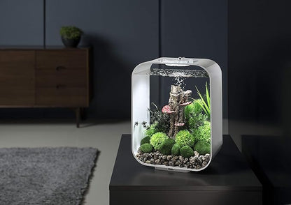 biOrb Life 15 Acrylic 4-Gallon Aquarium with White LED Lights Modern Compact Tank for Tabletop or Desktop Display, White biOrb