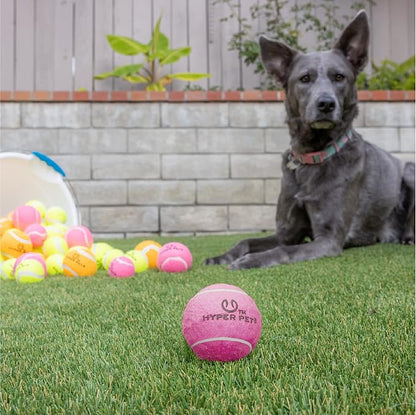 Hyper Pet Tennis Balls for Dogs (Pet Safe Dog Tennis Ball for Exercise and Training, Interactive Toys work with Hyper Pet K9 Kannon K2 Launcher - 4 Pack 2.5" Pink - PAWPICO