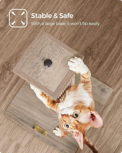 Feandrea Cat Scratching Post, Cat Scratcher for Indoor Cats, 28.7 Inches Tall, Furniture Scratching Deterrent Sisal Scratch Pole with Toy, Greige UPCA021G01 - PAWPICO