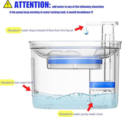 Cat Water Fountain Stainless Steel, Pet Water Fountain for Drinking, 2.2L/73oz Cat Fountain, Automatic Dog Water Dispenser, Water Level Window&3 Filters, Multiple Pet Fountain - PAWPICO