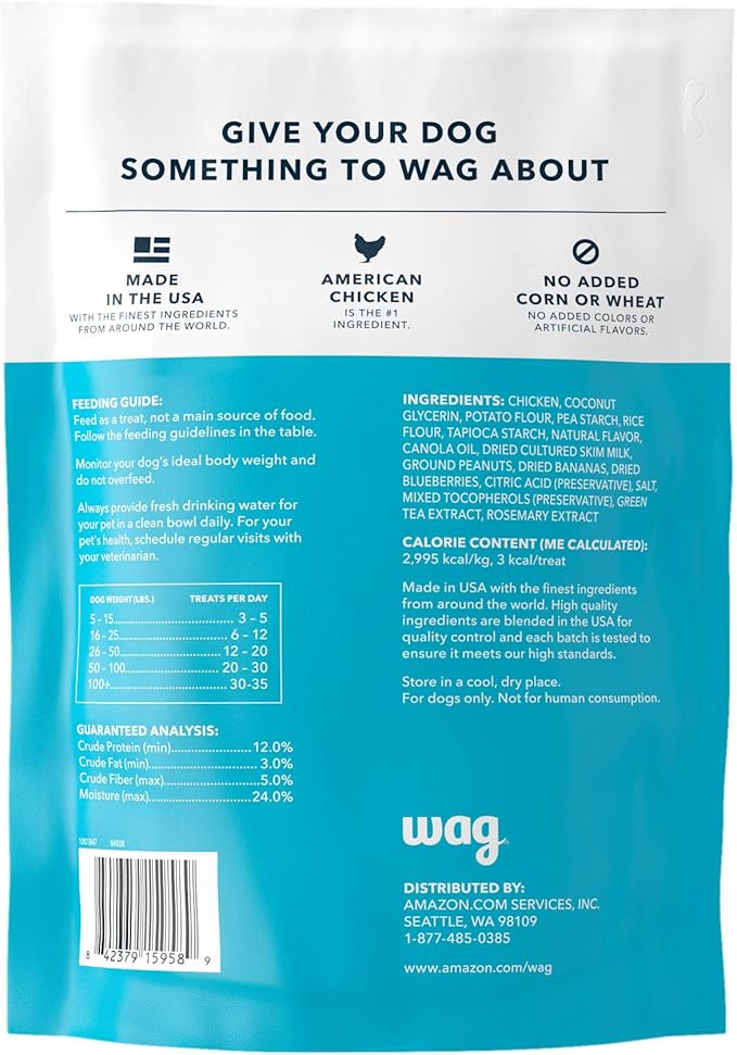 Amazon Brand - Wag Peanut Butter & Banana Flavor Training Treats for Dogs, 1 lb. Bag (16 oz) - PAWPICO
