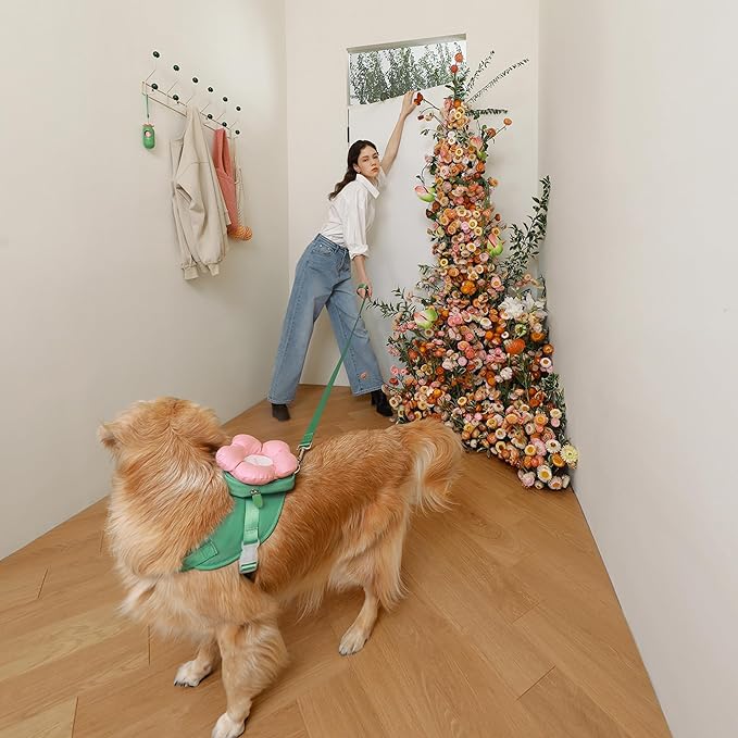 VETRESKA Flora Dog Harness, Leash and Collar Set, No Pull Dog Vest Harness for Walking and Training, Adjustable, Easy Control and Soft Padded Pet Harness and Backpack for Small Medium Large Dogs, L VETRESKA