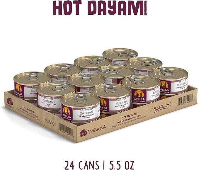 Weruva Classic Dog Food, Hot Dayam! with Lamb in Gelée, 5.5oz Can (Pack of 24) - PAWPICO