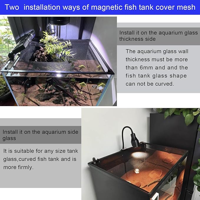 Magnetic Aquarium Cover lid Fish Tank lid Anti-Jumping net Cover mesh Terrarium lid Aquarium Hood (Big Size DIY Cover lid) NestBasics
