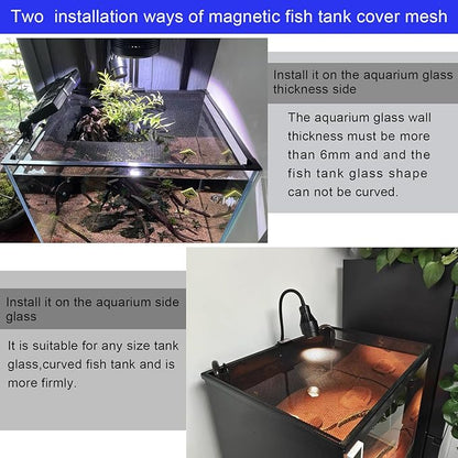Magnetic Aquarium Cover lid Fish Tank lid Anti-Jumping net Cover mesh Terrarium lid Aquarium Hood (Big Size DIY Cover lid) NestBasics