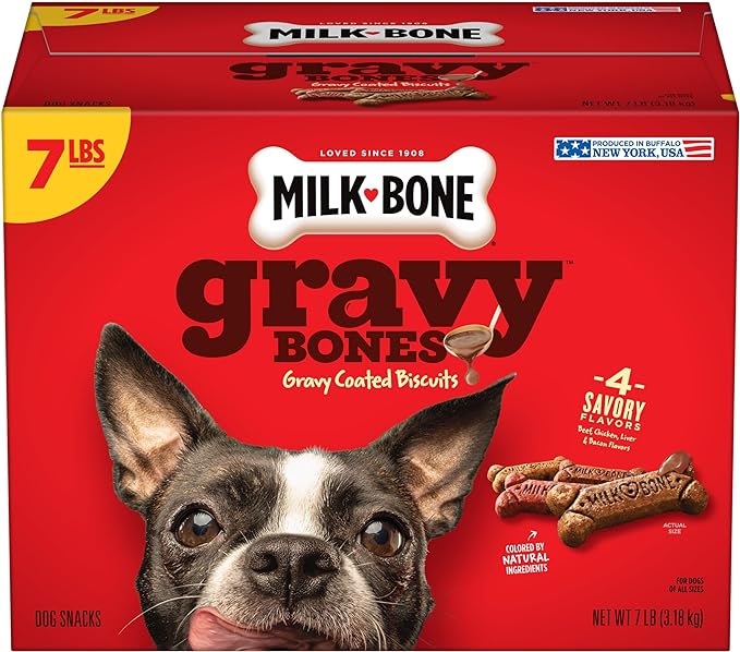 Milk-Bone Gravy Bones Dog Treats with 4 Savory Meat Flavors Coated in Gravy, 7 Pound - PAWPICO
