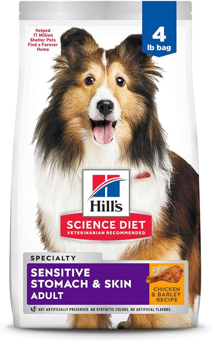 Hill's Science Diet Sensitive Stomach & Skin, Adult 1-6, Stomach & Skin Sensitivity Support, Dry Dog Food, Chicken Recipe, 4 lb Bag - PAWPICO